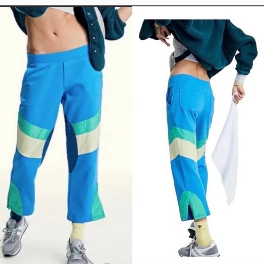 Free People Movement Flurry Retro Blue Combo Cropped Sweatpants(S)